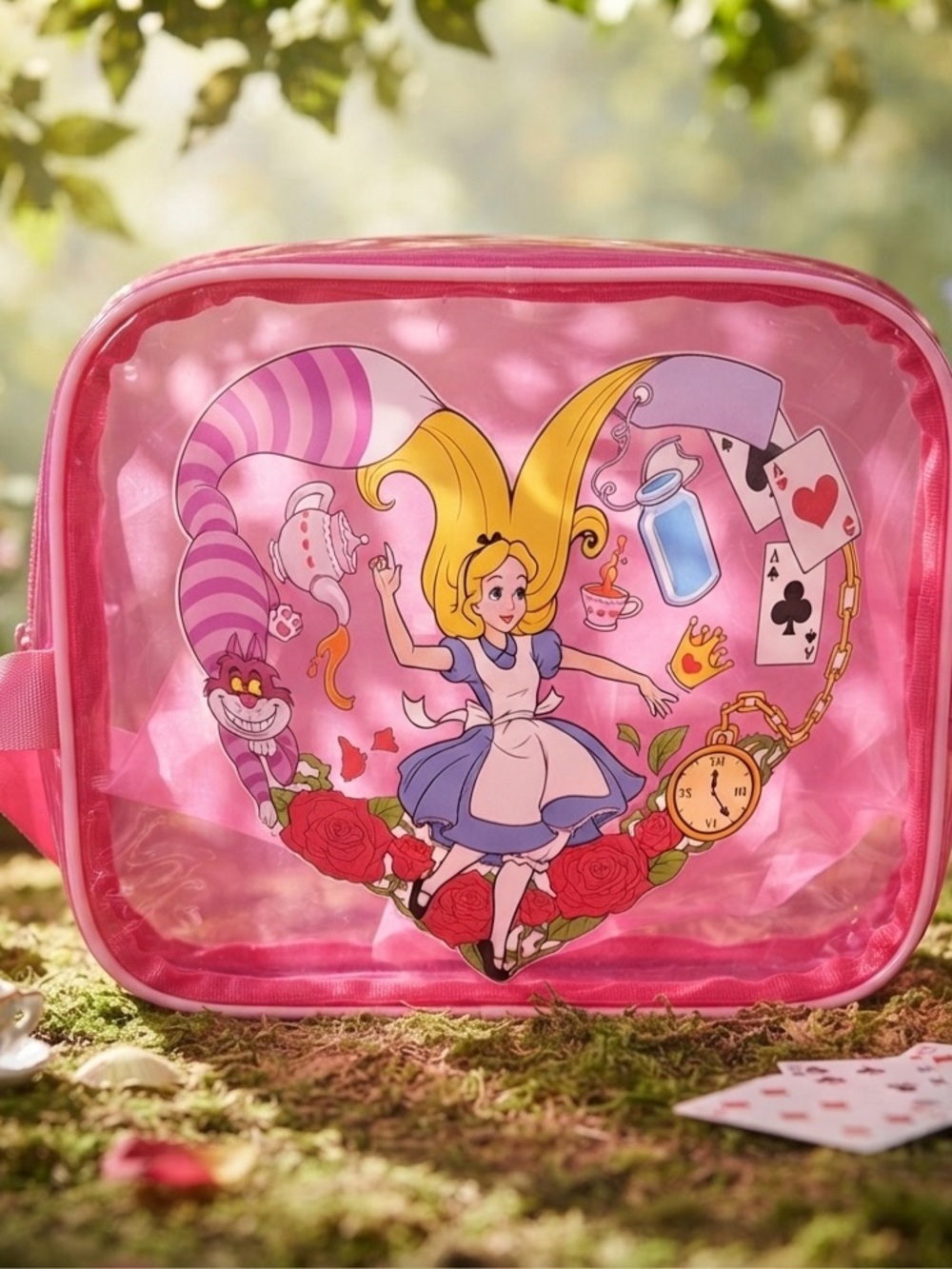 Kids Pink Alice-Inspired Clear cosmetic Bag